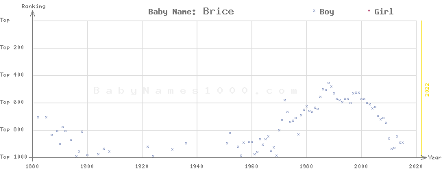 Baby Name Rankings of Brice